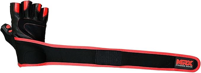 MRX Weight Lifting Pro Level Gloves with 18 Inches Long Wrist Strap Gym Workout Exercise & Fitness in