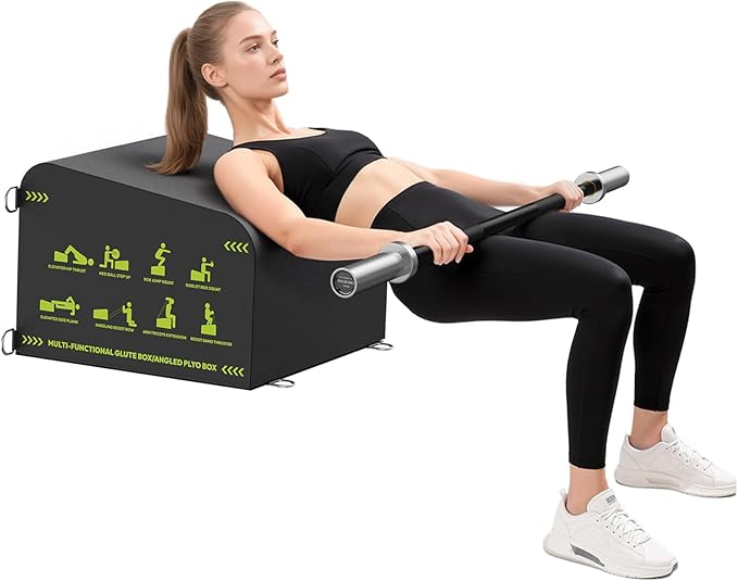 HANDBODE Hip Thrust Bench, Multi-Functional Slip-Free Hip Thrust Machine for Glute Bridge, Box Jump, Push-Ups, Squat, Ab Exercise, Suitable for Home & Gym
