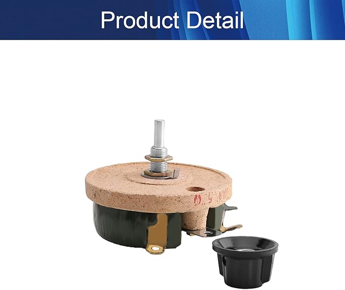 Jutagoss 100W 5 Ohm Rheostat, Wirewound Ceramic Potentiometer, Round Variable Sliding Resistor with Black Knob, Adjustable Resistor 1Pc