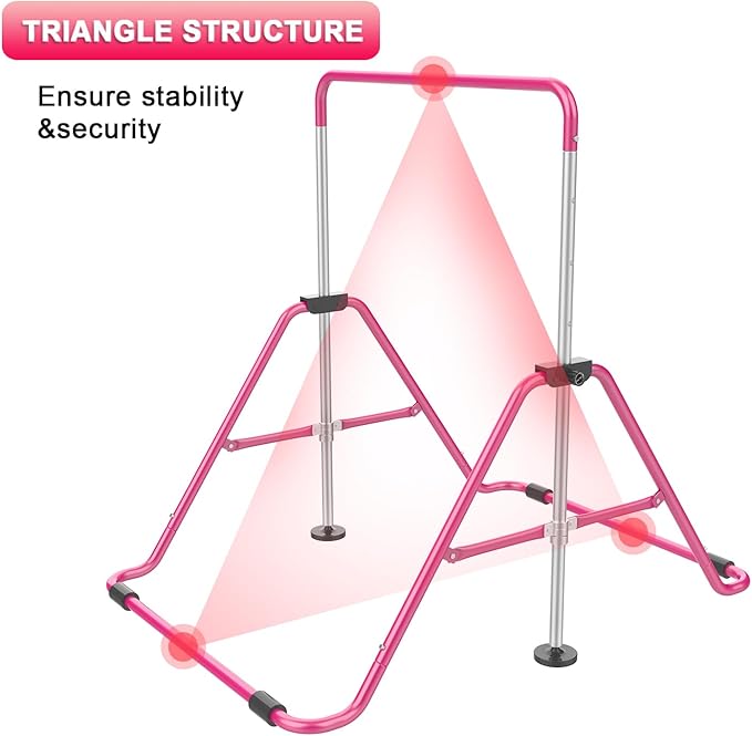 Gymnastic Bars for Kids with Adjustable Height, Folding Gymnastic Training Kip Bar, Expandable Horizontal Bar for Home