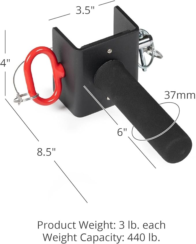 Titan Fitness Squat Handles Compatible with T-3 Series Power Rack, Sold as a Pair, Rack Mounted Dip Bar Station Attachments for 2" x 3" Tube Power Cage, Home Gym Rack Accessory