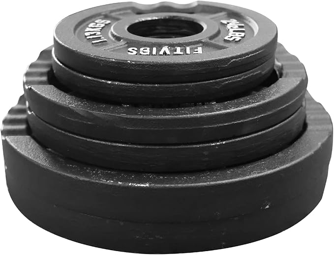 Fitvids Olympic 2-Inch Cast Iron Plate Weight Plate for Strength Training and Weightlifting, Two Hole Style, 35LB Set