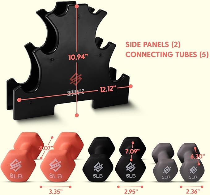 SQUATZ Dumbbell Weights Set with Stand