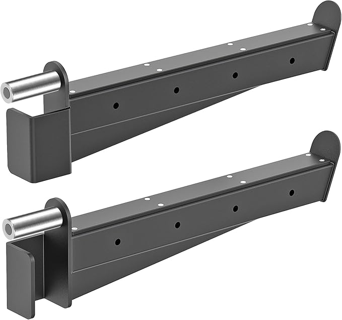 Kipika Safety Spotter Arms for 2" x 2" Power Racks with 5/8" or 1" Holes - Heavy Duty Barbell Safety Catches with Rubber Pad - Adjustable and Easy to Install - Set of 2