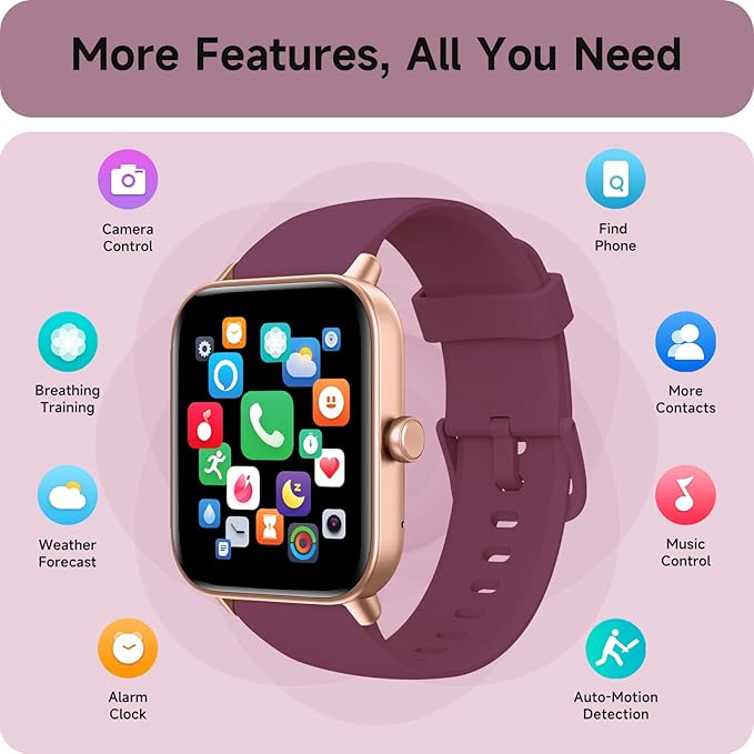 aeac Smart Watches for Women Answer/Make Calls, AI Alexa Built-in, 1.8" Touch Screen Fitness Watch with Android & iPhone, IP68 Waterproof Heart Rate/Sleep/SpO2 Monitor, Pedometer, 120+ Sport Mode
