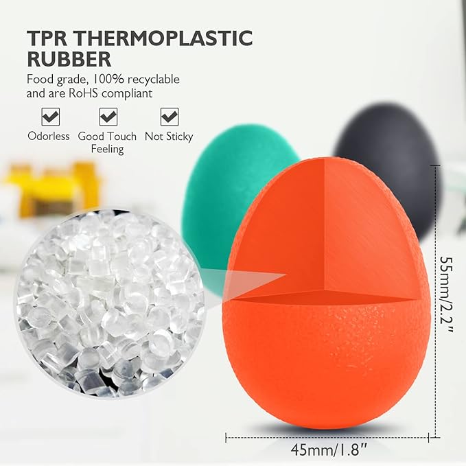 Peradix Hand Grip Strength Trainer, Stress Relief Ball, Wrist Rehab Therapy Hand Grip Equipment Ball Squishy Tools - Set of 3 Finger Resistance Exercise Squeezer