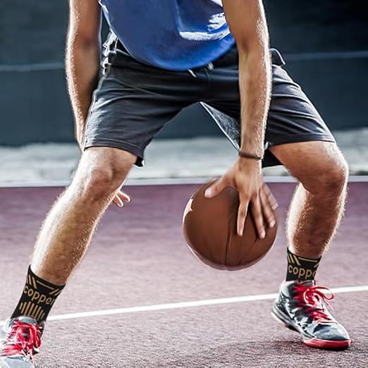 Copper Ankle Brace Copper Infused Support for Men & Women (Pair), Best Ankle Compression Sleeve Socks for Plantar Fasciitis, Sprained Ankle, Achilles Tendon, Pain Relief, Recovery, Sports