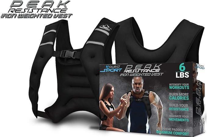 "Aduro Sport Weighted Vest Workout Equipment, 4lbs/6lbs/12lbs/20lbs/25lbs/30lbs Body Weight Vest for Men, Women, Kids"