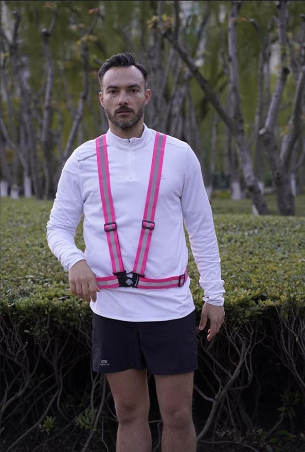Dazonity High Visibility Safety Vest,10 Packs,Lightweight,Adjustable & Elastic Vest,Hi Vis Reflective Strips, Fit for Men & Women, Construction,Cycling, Runnning, Surveyor, (Pink)