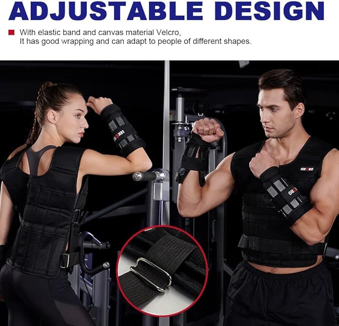 Weighted Vest Set 44LB for Men & Women, Adjustable Workout Weight Vest with Steel Plates, Weighted Training Vest with Wrist Weights and Ankle Weights for Strength Training, HIIT, Rucking & Cardio