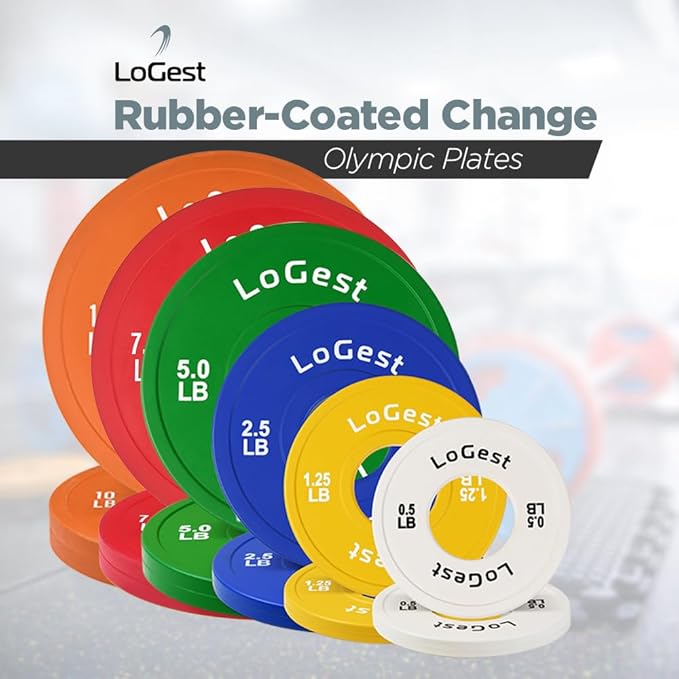 Logest Pair Olympic Plates - Barbell Weights Set of 2 Weight Plates for Olympic Bars Perfect for Strength Training Plates Exercise Balance Increase Available in 0.50LB 1.25LB 2.5LB 5LB 7.5LB 10LB Weight Plate