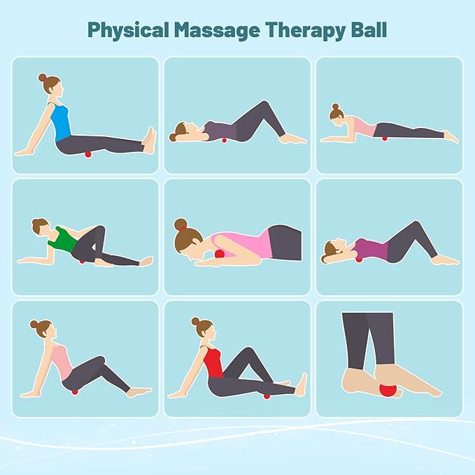 Natural Rubber Physical Massage Therapy Ball Set Physical Massage Ball Therapy Equipment for Myofascial Release, Trigger Point Therapy, Muscle Soreness Deep Tissue Massage Balls(2 Pack)