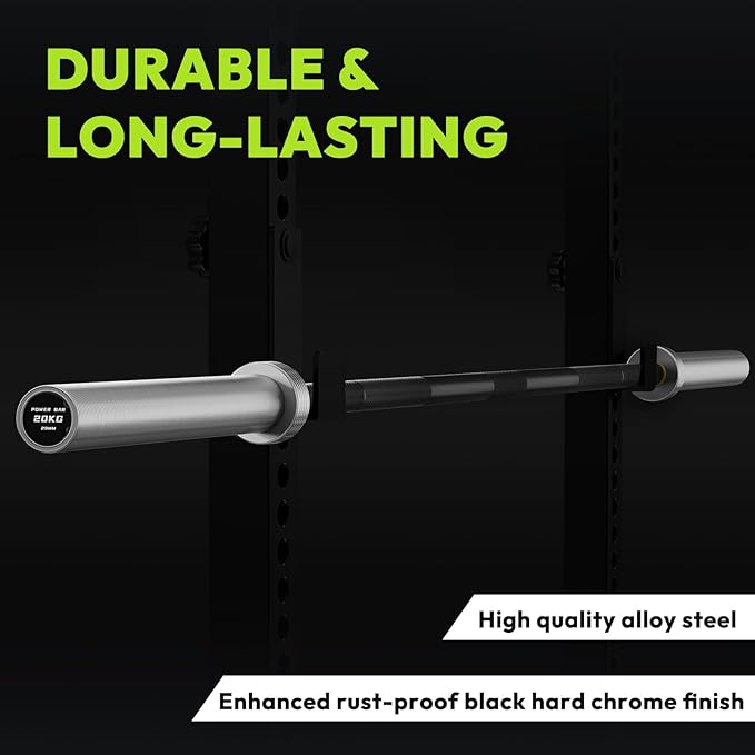 Olympic Barbell, 45lb 2-inch Weight Bar for Bench Press, 7ft Olympic Power Bar, 1000 lb/1500 lb High-Capacity, Hard Chrome, Knurled Grip, Strength Training Deadlift Weightlifting Squat