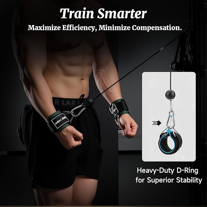 Wrist Cuffs with D-Ring, Wrist Wraps for Weightlifting with Neoprene Padding, Wrist Straps for Cable Machines