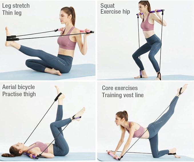Pilates Resistance Band -Pilates BAR, Yoga Band, Pilates Band, Pull Up Band, Yoga Kit, Booty Bands, Body Trimmer, Waist & Ab Shaper Sit Up Pull Rope