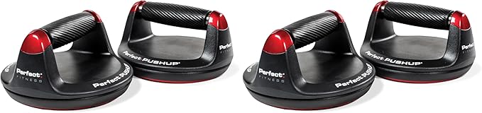 Perfect Pushup Elite - Rotating Handle Design with Steel Ball Bearings for Smooth, Effortless Handle Rotation - Ergonomic Grips, 8" Base & Textured, Non-Slip Bottom Treads - Supports up to 400lbs