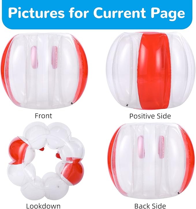 Theefun Bumper Balls, 2 Pack 36inch Inflatable Sumo Ball Bopper Toys for Kids 50-100lb, Physical Outdoor Active Play, Giant Human Hamster Knocker Body Zorb Ball, Body Bubble Soccer Ball