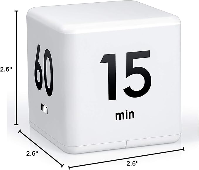 Weewooday Cube Timer, Gravity Sensor Flip Timer for ADHD Productivity, Classroom Kitchen Study Workout Cooking Desk Timers for Time Management, 15 20 30 60 Minutes Countdown Tool(White)