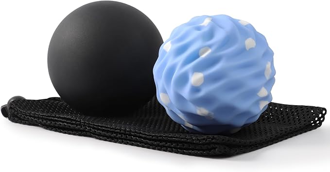 Massage Balls, 2 Pack Firm Silicone Massage Ball Set (Smooth & Textured, 3.54" & 3.22"), Muscle Relaxation, Trigger Point & Myofascial Release for Back, Neck, Shoulder & Foot