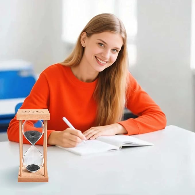 2 Minute Sand Timer, 2 Min Wood Small Hourglass Timer, Black Sand Clock, Two Min Wooden Hour Glass for Classroom, Sandglass, Reloj De Arena Decorativo, Home, Office, Game, Gift