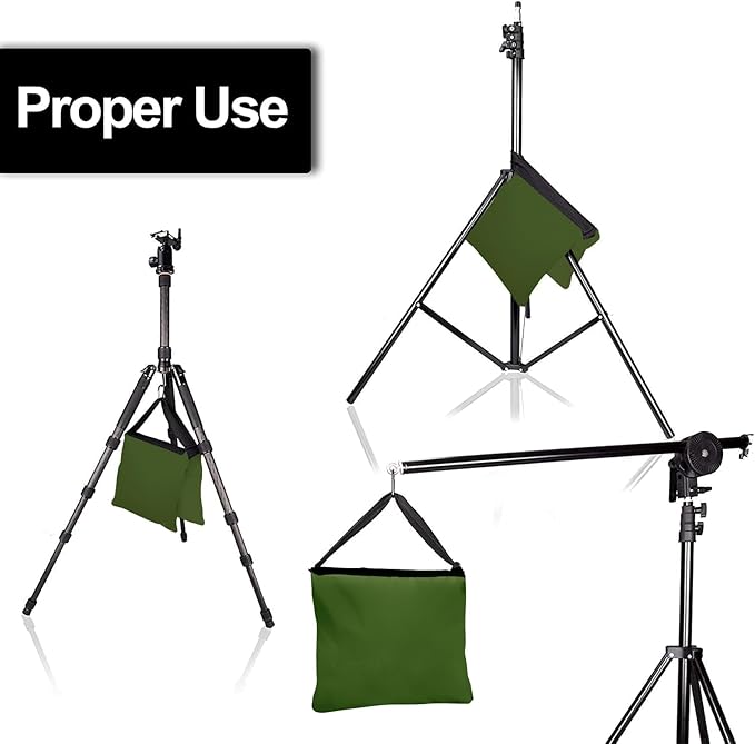 EMART Heavy Duty Sandbag Photo Studio Weight Bag Saddlebag Design for Photography Stand Light Stand Tripod, Outdoor Patio, Sports, Photo Sets, Film Sets, Live Productions -4 Packs Set(Green)