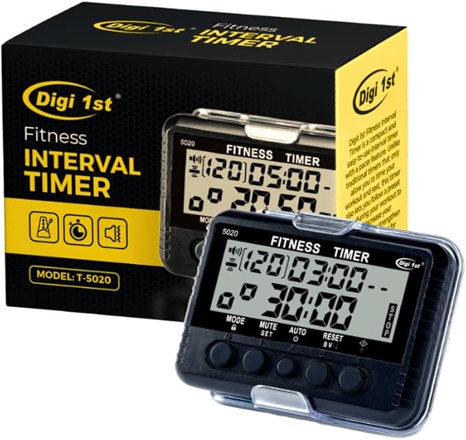 T-5020 Fitness Interval Timer, Multi-Functional Training Timer with Pacer Black