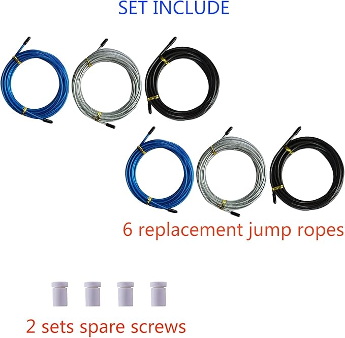 Replacement Cable for Speed Jump Rope, 6pcs 10ft Stainless Steel Wire with Polymer Coating for High Speed Jump Ropes.OD:4.0mm