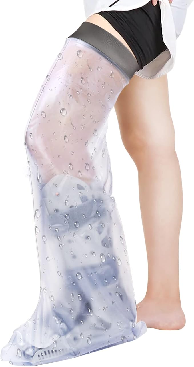 Zoyehoo Waterproof Full Leg Cast Cover for Showering Adult, Extra Long Cast Covers for Shower Leg, Reusable Watertight Shower Protector for Thigh Knee Foot Ankle Surgery Wounds Cast Boot & Brace, XL