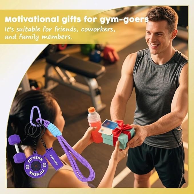 Fitness Gym Keychain Mini Dumbbell Weight Plate Sport Bottle Charm Motivational Gift for Gym Lovers Coaches Women Men