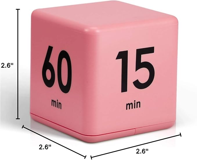 Weewooday Cube Timer, Gravity Sensor Flip Timer for ADHD Productivity, Classroom Kitchen Study Workout Cooking Desk Timers for Time Management, 15 20 30 60 Minutes Countdown Tool(Pink)