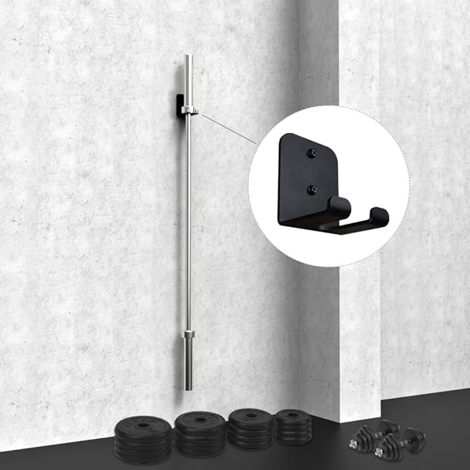 Barbell Holder Wall Mount Heavy Duty Vertical Barbell Holder Weight Bar Holder for Olympic Barbell, Curl bar, Commercial or Home Gym Accessory