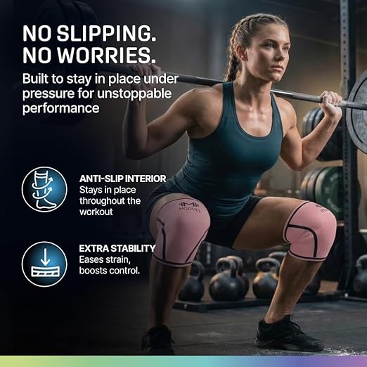 Modvel 7mm Neoprene Knee Sleeves for Men & Women Weightlifting & Powerlifting – Compression Knee Sleeve Support for Squats, Gym, Training – USPA, IPL Approved – Medium Peach (Pair)