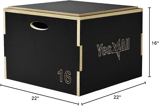 Yes4All 3 in 1 Wooden Plyo Box, Plyometric Box Platform for Jump Training, Jump Boxes for Home Gym Exercise and Outdoor Workout