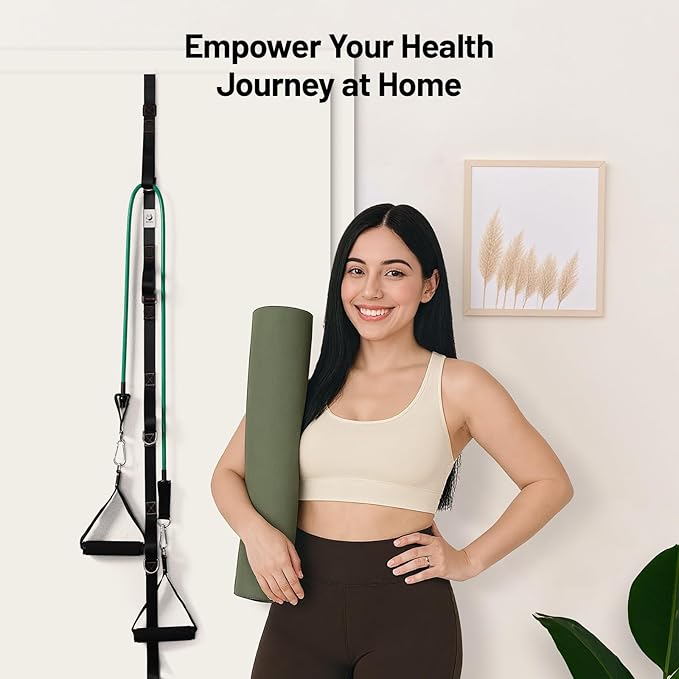 Slim Panda Door Anchor Strap for Resistance Bands, Door Exercise Equipment with Ratchet Adjust Tighten, Multi Point Anchor Gym Attachment, Portable Door Resistance Bands for Home Gym Workouts