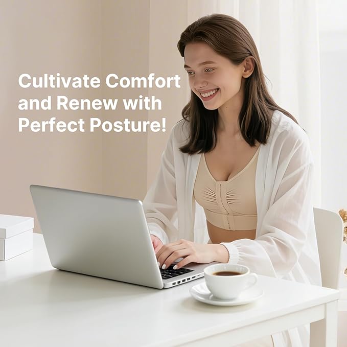 Fit Geno Posture Bra for Women: Wireless Front Closure Posture Corrector Bra with Wide Adjustable Straps