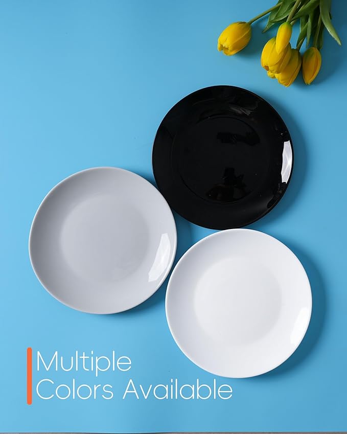 7.5 inch Appetizer Plate Set of 6, Lightweight Opal Glass Round Salad Plates for Dessert Kitchen, Dishwasher and Microwave Safe, Grey