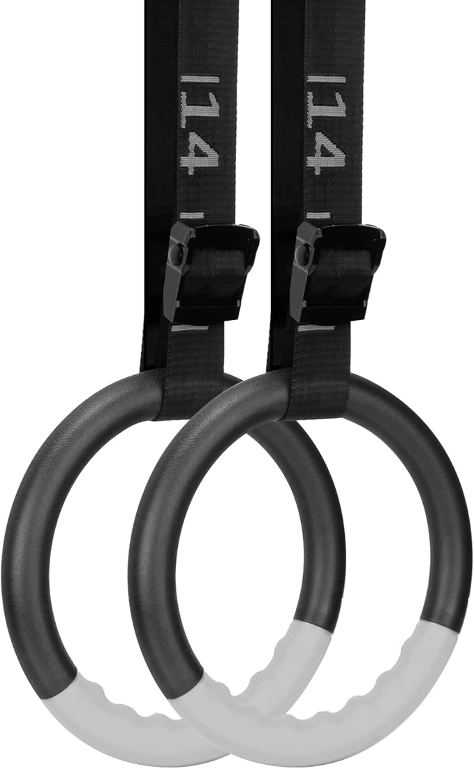 Teamaze Gymnastic Rings with 15 FT Adjustable Straps Non-Slip Gymnastics Rings Pull Up Workout Rings for Home Gym Exercise, Training