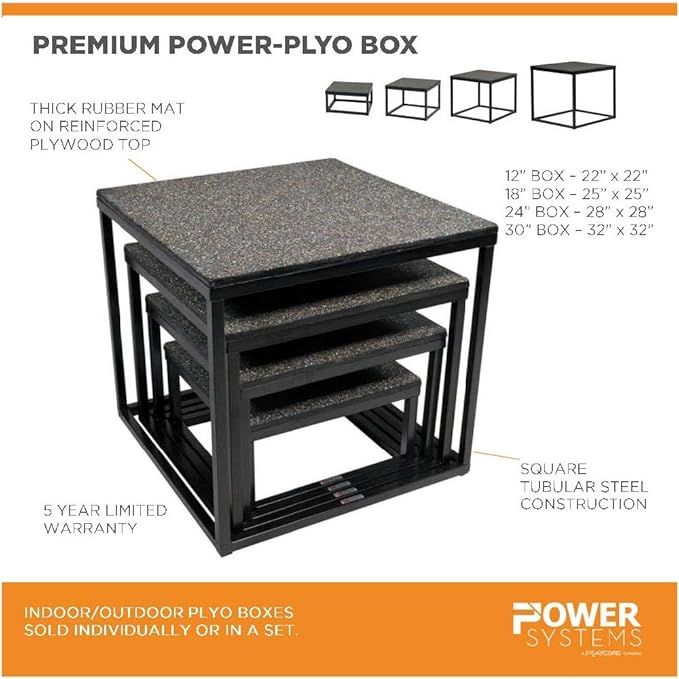 Power Systems Premium Power-Plyo Box, Black, Sold Individually