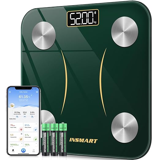 INSMART Smart Scale for Body Weight, Digital Bathroom Scale with BMI, Muscle Mass, Bluetooth Body Fat Scale,17 Body Composition Analyzer with Smart APP Sync Weight Scale, 400 lbs (Green)