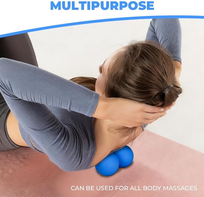 KYKJEYDD Peanut Massage Ball - Double Lacrosse Ball for Deep Tissue Massage & Myofascial Release, Medium Density Trigger Point Therapy Tool for Muscle Pain Relief, Neck, Back, Feet & Spine for Yoga