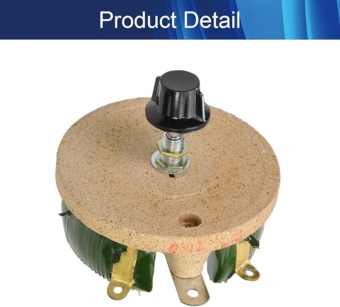 Jutagoss 150W 10 Ohm Rheostat, Wirewound Ceramic Potentiometer, Round Variable Sliding Resistor with Black Knob, Adjustable Resistor 1Pc