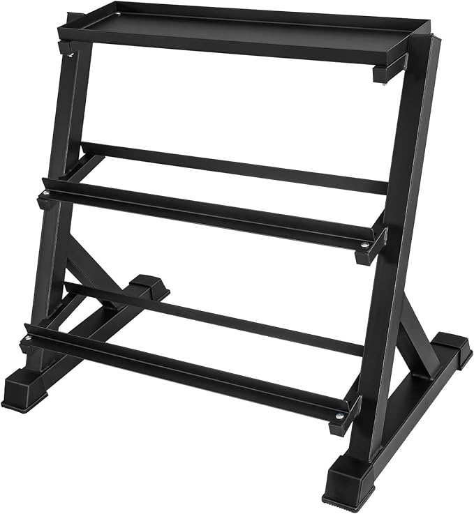 Dumbbell Rack 3‑Tier – 1000 Lb Capacity Heavy Duty Weight Storage Rack For Dumbbells, Kettlebells & Gym Equipment, Adjustable Steel Frame, Black