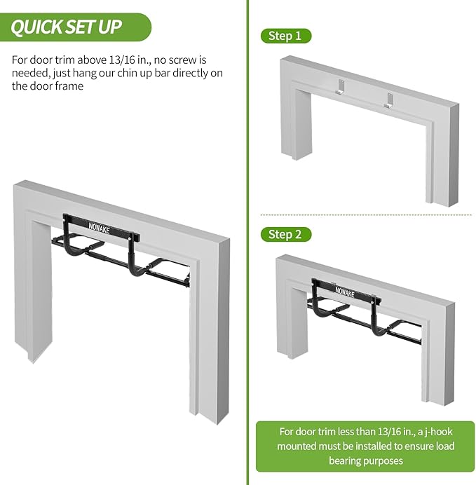 NOWAKE New Version Multi-Grip Pull up bar For Doorway,330lbs Heavy Duty 47.3 Inch Extra Width Portable Functional Ergonomic Design Door Frame Pull Up Bar With USA Patent For Home Gym Exercise