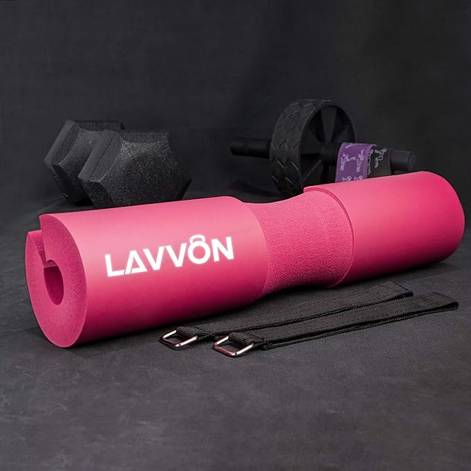 Squat Pad Set - Foam Barbell Pad for Squats Cushion, Lunges & Bar Padding for Hip Thrusts - Standard Olympic Weight Bar Pad - With Ankle Straps, Wrist Straps for Weightlifting