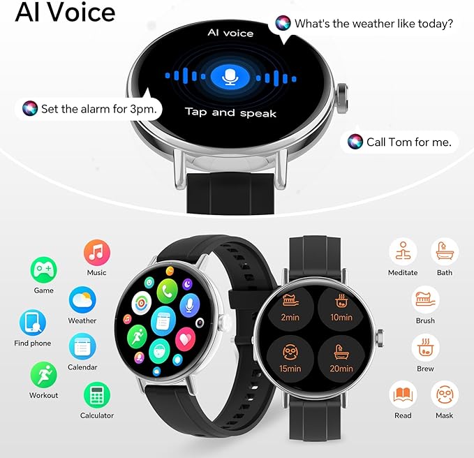 Yoever Smart Watches for Men Women,1.57"HD 43mm Smartwatch for iPhone/Samsung/Android,(Answer/Make Call),Fitness Tracker with Heart Rate/SpO2/Sleep Monitor,IP68 Waterproof,110+ Sport Mode,with 2 Bands