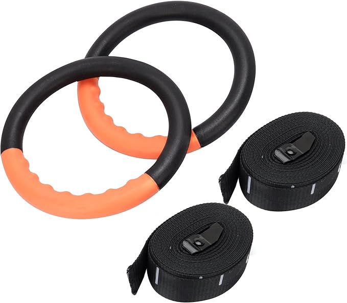 Teamaze Gymnastic Rings with 15 FT Adjustable Straps Non-Slip Gymnastics Rings Pull Up Workout Rings for Home Gym Exercise, Training