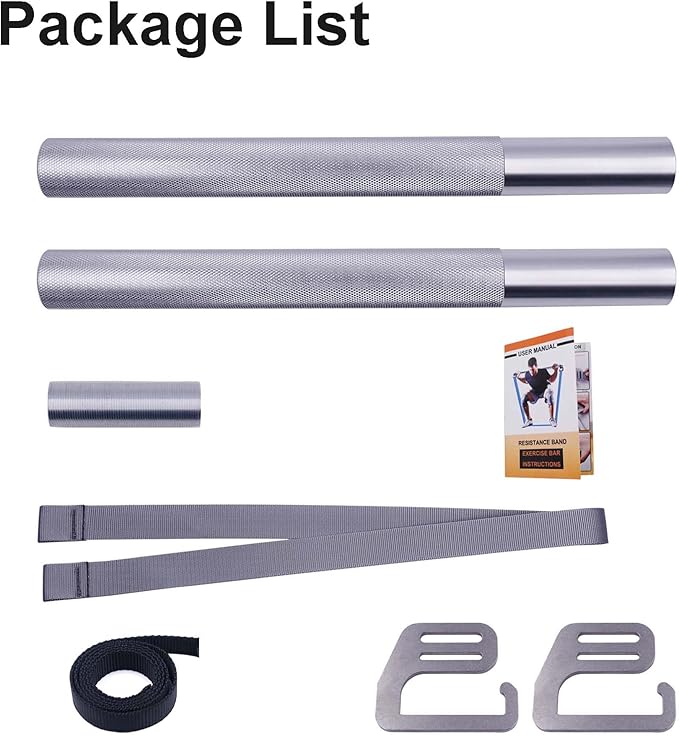 J Bryant Fitness Resistance Band Exercise Bar Large Hook Heavy Duty Bar