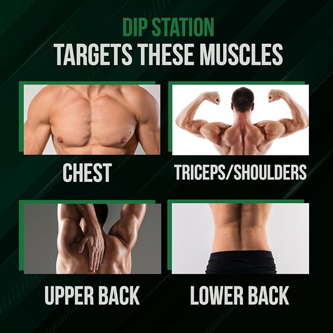 Dip Bar Station For Tricep Dips, Bodyweight Training, Calisthenics, Attaches to 2"x3" Rigs, Cages, Squat Racks with 5/8" Hardware, Angular Bar Layout
