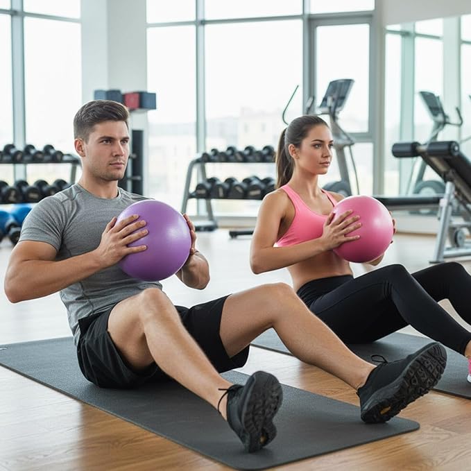 4 Pcs Small Exercise Pilates Ball Bulk 9 Inch Mini Yoga Balls Anti Burst and Slip for Stability, Fitness, Physical Therapy, Stretching & Core Workout at Home Gym Office Class
