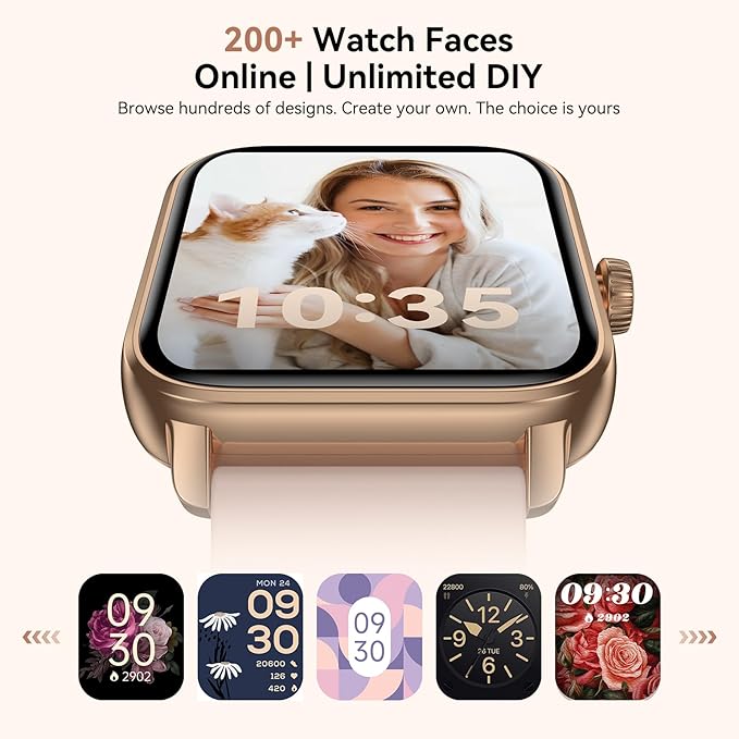 Smart Watches for Men Women, 1.85" HD Touch Screen Fitness Tracker with Bluetooth Calling & Alexa, IP68 Waterproof, 120 Sports Modes, Heart Rate Sleep Monitor, 7 Days Battery for iOS Android (Pink)
